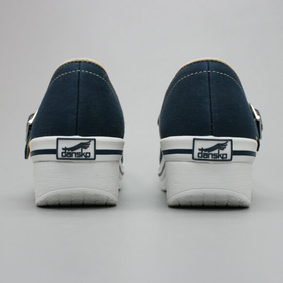 Dansko 40 Ladies (9.5-10) Valerie Canvas Navy Blue Vegan Mary Jane Clogs Shoes - Picture 3 of 12